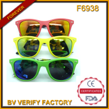 2015 unisex espejo plástico gafas de sol, gafas de sol de colores (F6938)